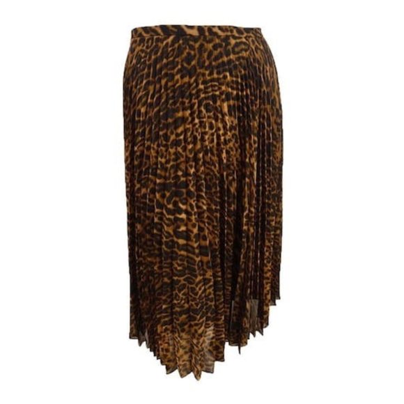 Ralph Lauren Animal Print Pleated Midi Skirt - Picture 1 of 5